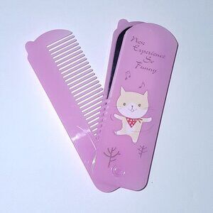 Adorable Pocket Size Kitten MIrror & Pivoting Hair Comb Combo Set